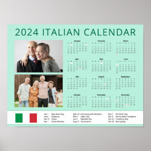 Add Your Photo 2024 Italian Calendar with Holidays Poster