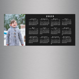 Add Your Photo 2025 Calendar on Black Magnet