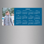 Add Your Photo 2025 Calendar on Blue Magnet<br><div class="desc">Keep someone you love nearby with a modern, custom 2025 calendar magnetic card. Replace the sample photo with your own in the sidebar. Beside it is a small white calendar on a blue background. Makes a great personalized stocking stuffer. Includes an envelope for easy sending (or get it without one...</div>