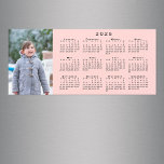 Add Your Photo 2025 Calendar on Coral Pink Magnet<br><div class="desc">Keep someone you love nearby with a modern, custom 2025 calendar magnetic card. Replace the sample photo with your own in the sidebar. Beside it is a small black calendar on a coral pink background. Makes a great personalized stocking stuffer. Includes an envelope for easy sending (or get it without...</div>