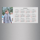 Add Your Photo 2025 Calendar on Grey Magnet<br><div class="desc">Keep someone you love nearby with a modern, custom 2025 calendar magnetic card. Replace the sample photo with your own in the sidebar. Beside it is a small calendar with black weekdays and red weekend dates on a grey background. Makes a great personalized stocking stuffer. Includes an envelope for easy...</div>