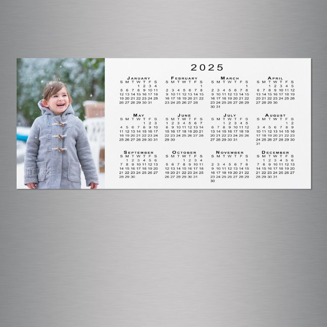 Add Your Photo 2025 Calendar on White Magnet (Add Your Photo 2025 Calendar on White Magnet in situ)