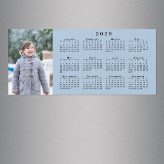 Add Your Photo 2026 Calendar on Light Blue Magnet