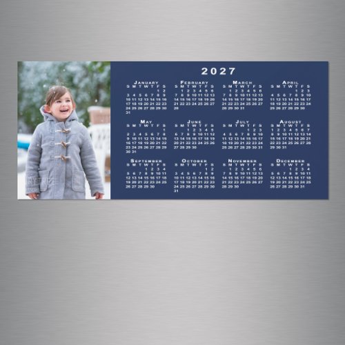 Add Your Photo 2027 Calendar Navy Blue Magnet