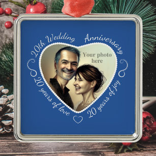 Add Your Photo 20 Years of Marriage Metal Ornament