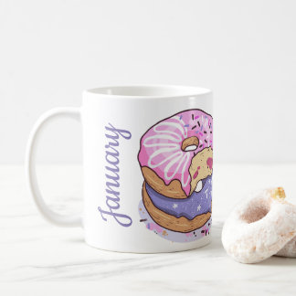 Add your photo and name cute donuts purple coffee mug