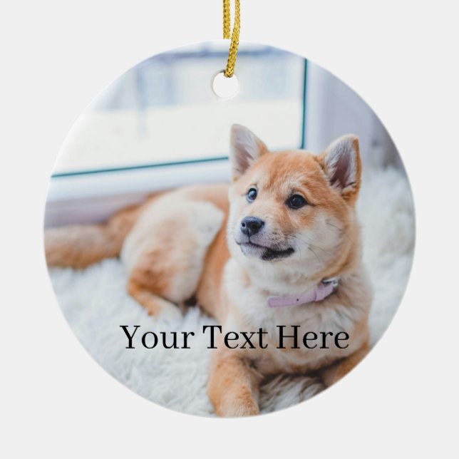 Add Your Photo and Text 2 Sided Customized Ceramic Ornament (Front)