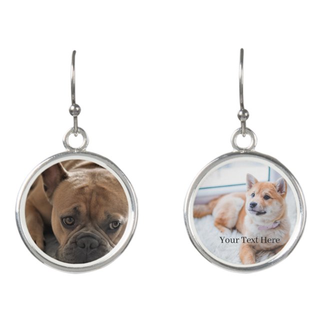 Add Your Photo and Text 2 Sided Customized Earrings (Front)