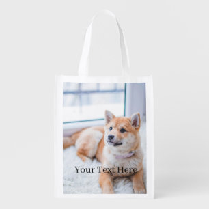 Add Your Photo and Text 2 Sided Customized Grocery Bag
