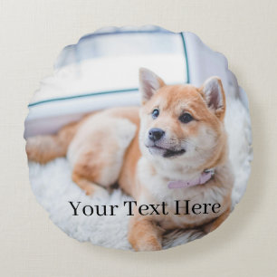 Add Your Photo and Text 2 Sided Customized Round Pillow