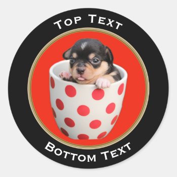 Add Your Photo And Text Custom Classic Round Sticker by RewStudio at Zazzle
