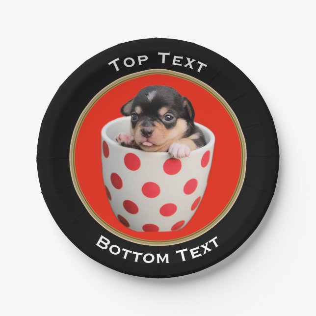 Add Your Photo and Text Custom Round Frame Paper Plates (Front)