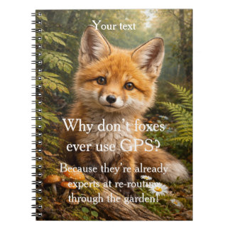 Add your photo and text Modern fine art fox cute Notebook