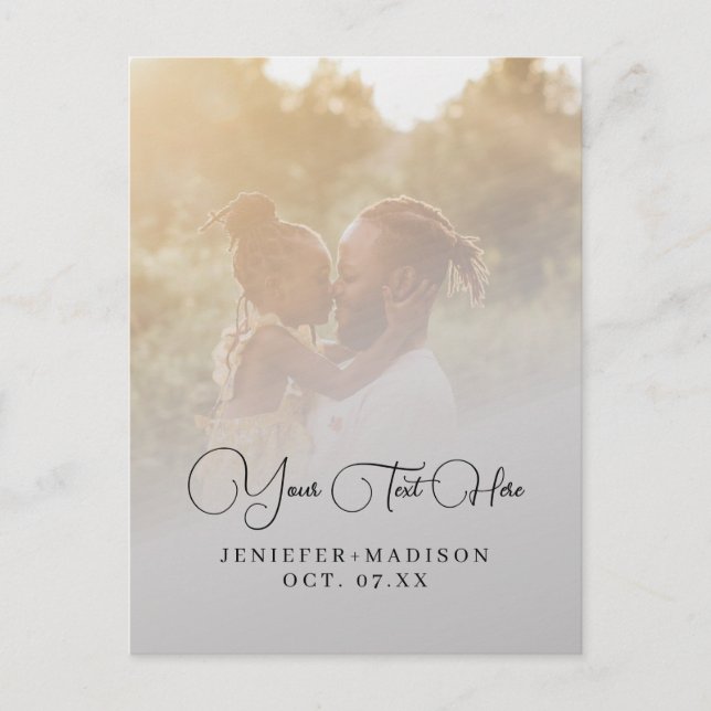Add your photo and Text | Script  Postcard (Front)