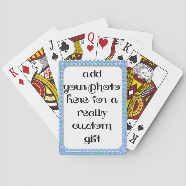 Add Your Photo Baby Blue  Frame Bicycle® Play Poker Cards (Back)
