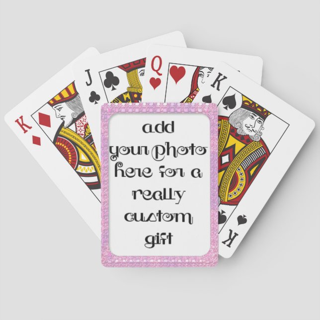 Add Your Photo Baby Pink Frame Play Poker Cards (Back)