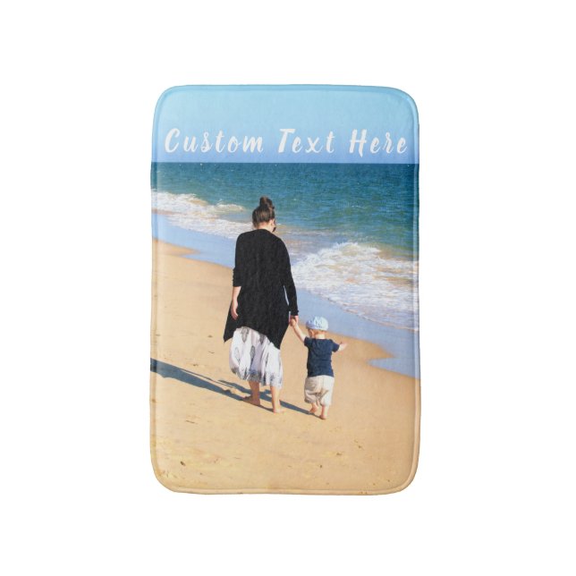 Add Your Photo Bath Mat Persobalize Custom Text (Front Vertical)