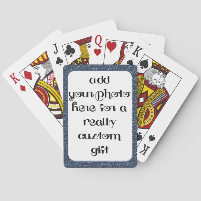 Add Your Photo Blue Frame Play Poker Cards (Back)