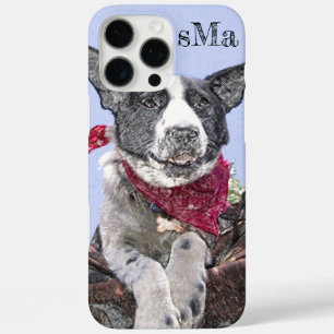 Add Your Photo Border Collie Heeler Dog Monogram iPhone 16 Pro Max Case