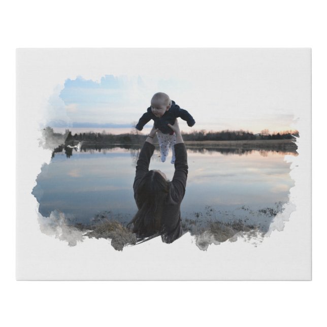 Add Your Photo Brushstroke Style Family Faux Canvas Print (Front)