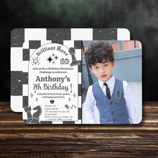 Add your photo Chess Tournament Birthday For Boys Invitation (Creator Uploaded)