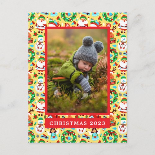 Add Your Photo  Christmas Pattern Postcard