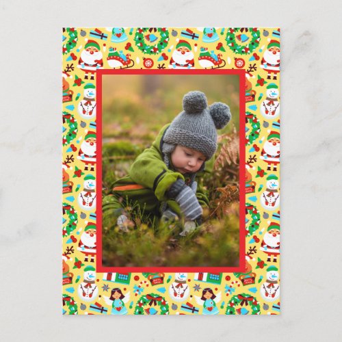 Add Your Photo  Christmas Pattern Postcard