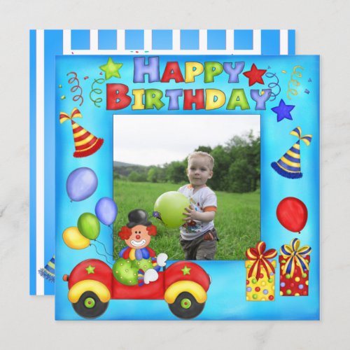 Add Your Photo Clown Birthday Card