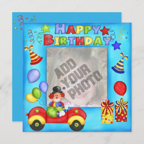 Add Your Photo Clown Birthday Card