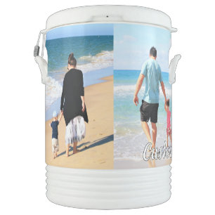 Add Your Photo Collage Beverage Cooler Custom Text