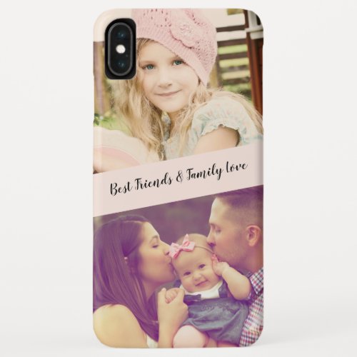 add your photo collage monogram pink stripe iPhone XS max case