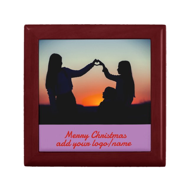  add your photo custom calligraphy christmas card  gift box (Front)