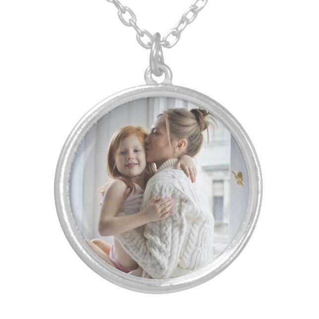 Add Your Photo Custom  Silver Plated Necklace (Front)