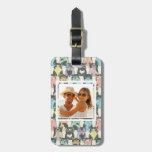 Add Your Photo | Cute Hipster Cats Pattern Luggage Tag
