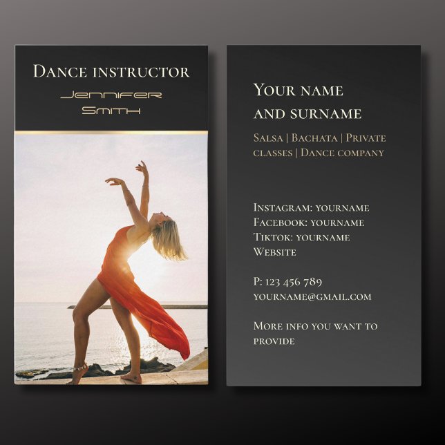 Add your photo dance instructor Business  Card (Creator Uploaded)