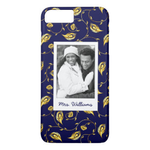 Add Your Photo Dark Blue Peacock Pattern iPhone 8 Plus/7 Plus Case