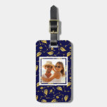Add Your Photo | Dark Blue Peacock Pattern Luggage Tag