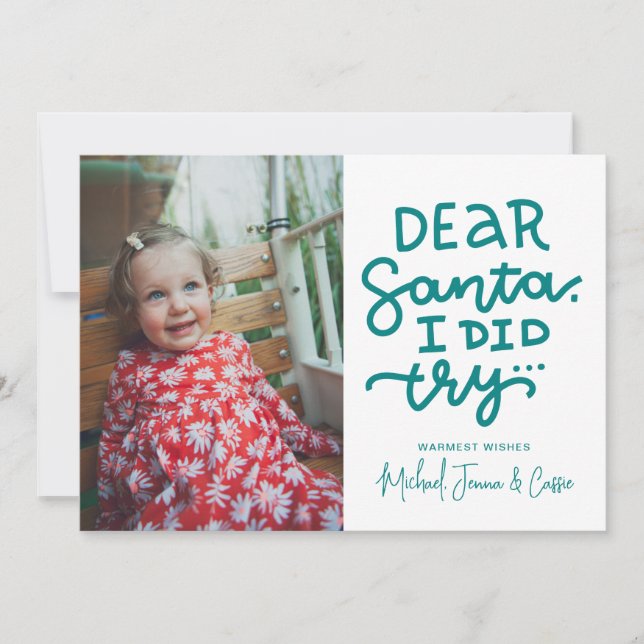 ADD YOUR PHOTO | Dear Santa I Did Try Invitation (Front)