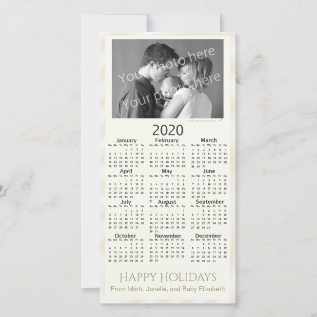 Add Your Photo Elegant 2020 Calendar Card Cream