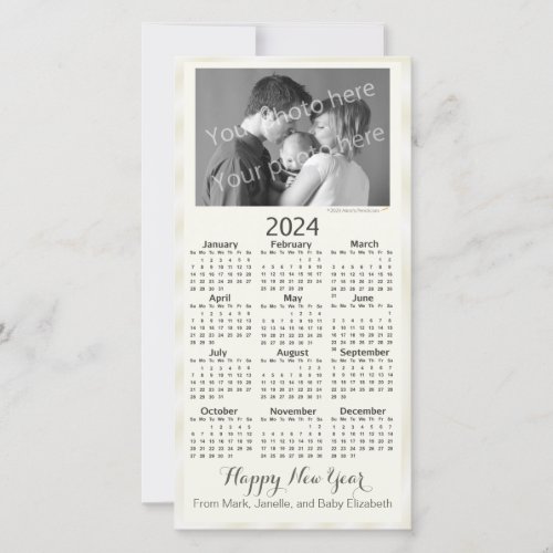 Add Your Photo Elegant 2024 Calendar New Year  Holiday Card