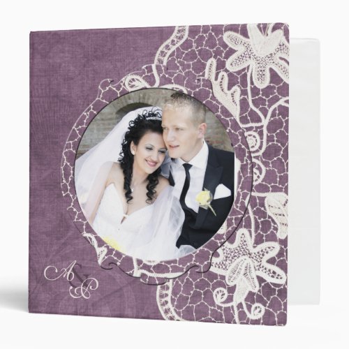 Add Your Photo Elegant Lace Texture Lovers Wedding 3 Ring Binder