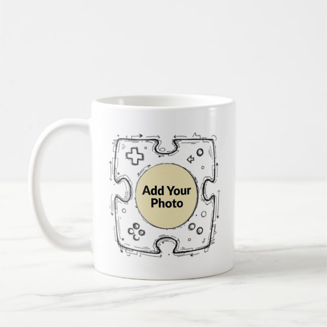 Add Your Photo Gamer Controller Doodle Frame  Coffee Mug (Left)