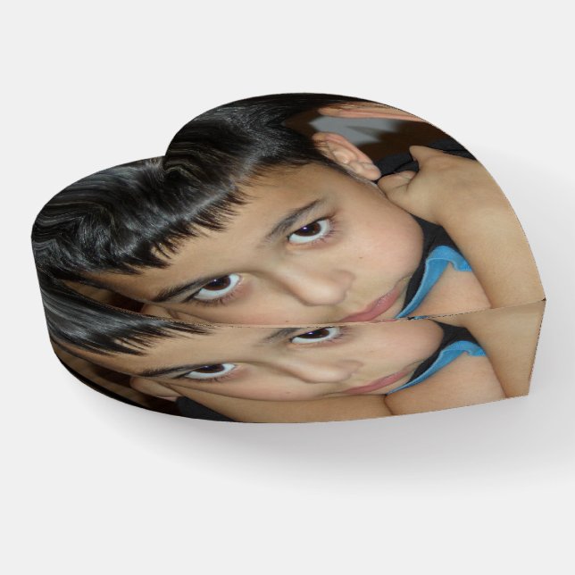Add Your Photo Glass Heart Paperweight (Angled)