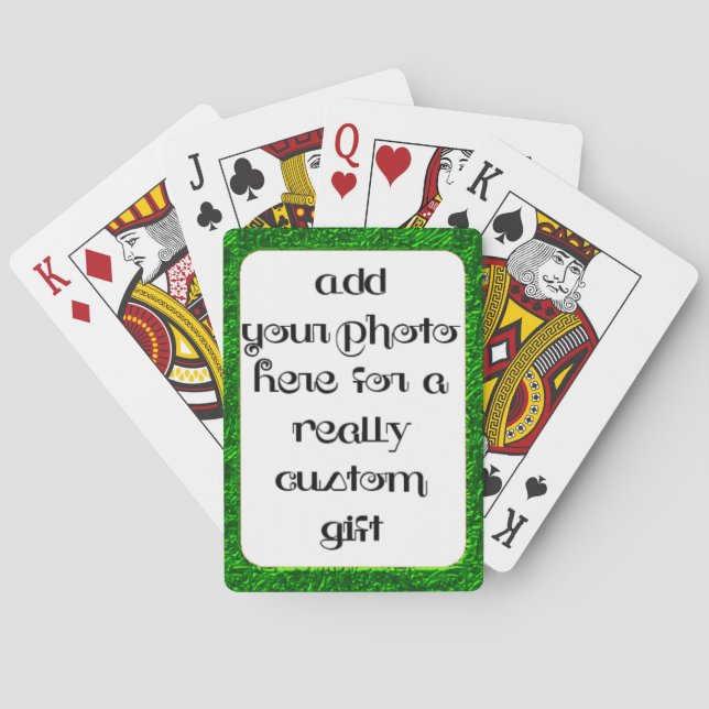 Add Your Photo Green Frame Play Poker Cards (Back)