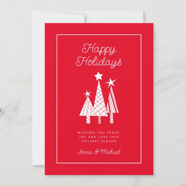ADD YOUR PHOTO | Holidays Modern Christmas Tree Invitation (Front)