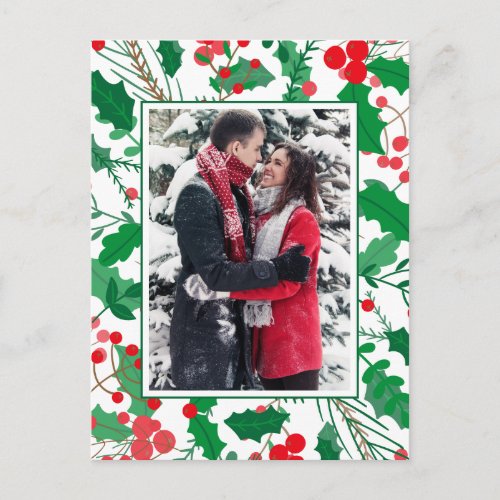Add Your Photo  Holly  Berries Frames Postcard