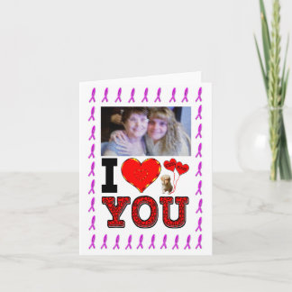 Add Your Photo I Love You Breast Cancer Ribbon Card