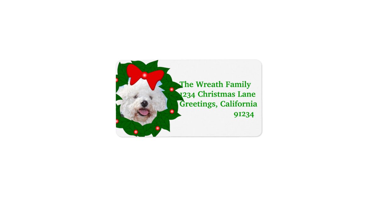 Add Your Photo In Christmas Wreath Address Labels