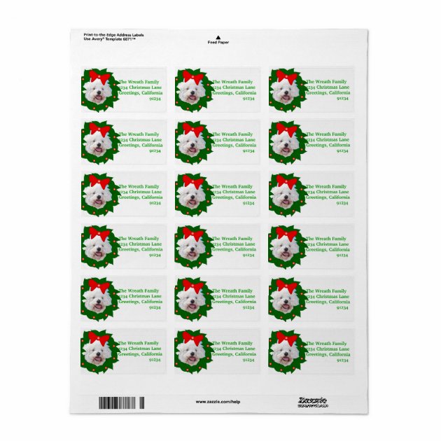 Add Your Photo In Christmas Wreath Address Labels