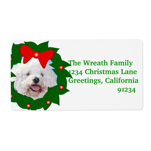 Add Your Photo In Christmas Wreath Address Labels (Front)